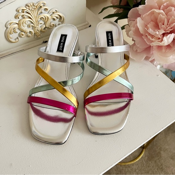 Multi-Color Block Slide Heels - Picture 2 of 8